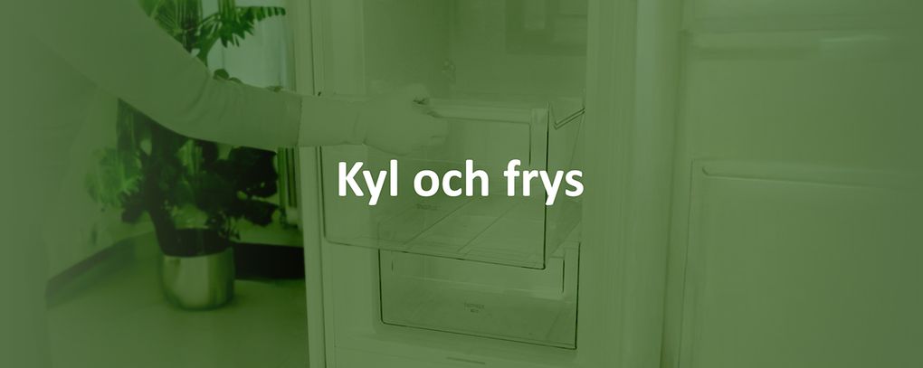 En öppen frys och texten Kyl och frys.