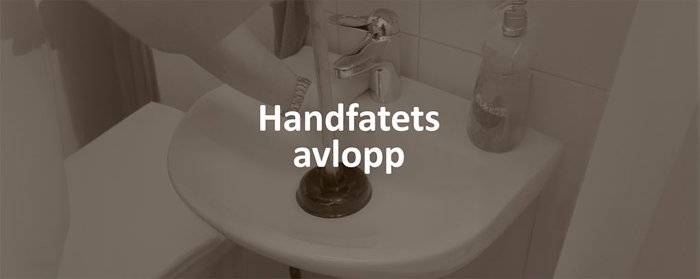 Vaskrensare i handfat och texten Handfatets avlopp.