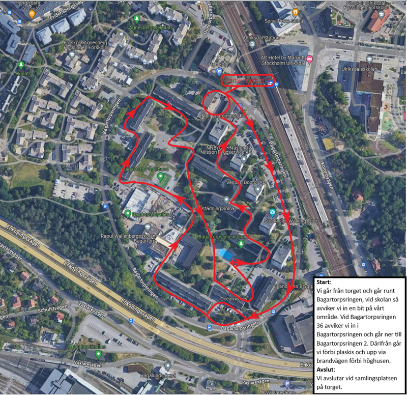 Karta över Bagartorpsringens trygghetsvandring