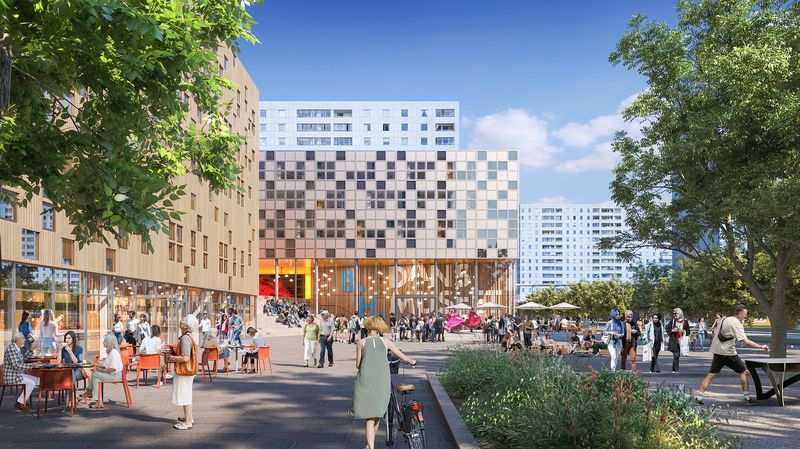 Visionsbild över nya Hagalunds centrum